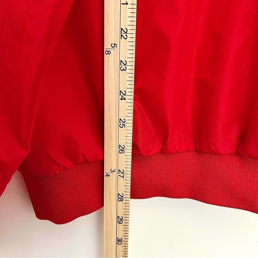 Red Snap Nylon Jacket Sporty Pullover Vintage Windbreaker Coat Primary Size XXL - Picture 11 of 15